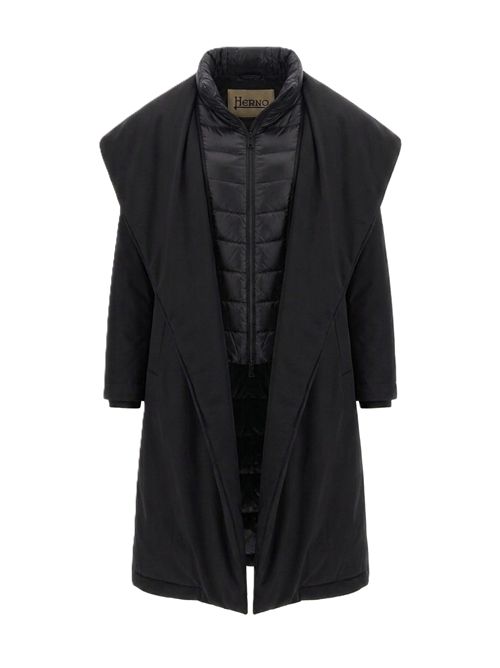 Piumino medio con cinta e cappuccio HERNO | PI002242D128409300 NERO